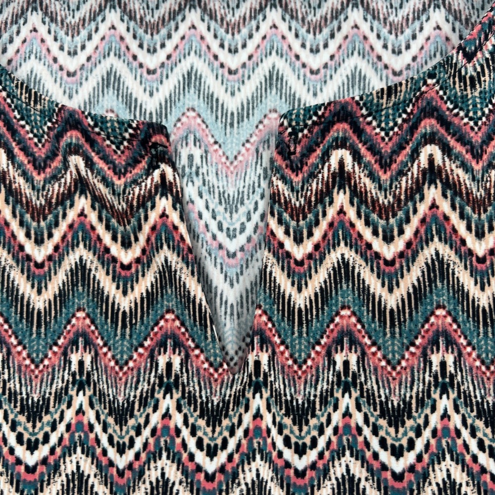 Tacera Shift Dress 2X Pink Teal Boho Chevron Zig Zag Casual Vacation Resort - Picture 7 of 8